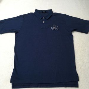 Vintage 90s IBM Solutions logistics london square XL polo embroidered golf blue